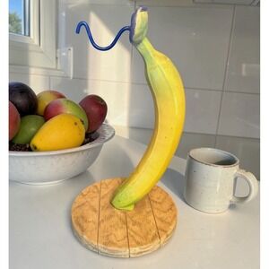 Vintage Kitchen Banana Holder Ripener Heavy Stand Realistic Unique Size 11" Tall